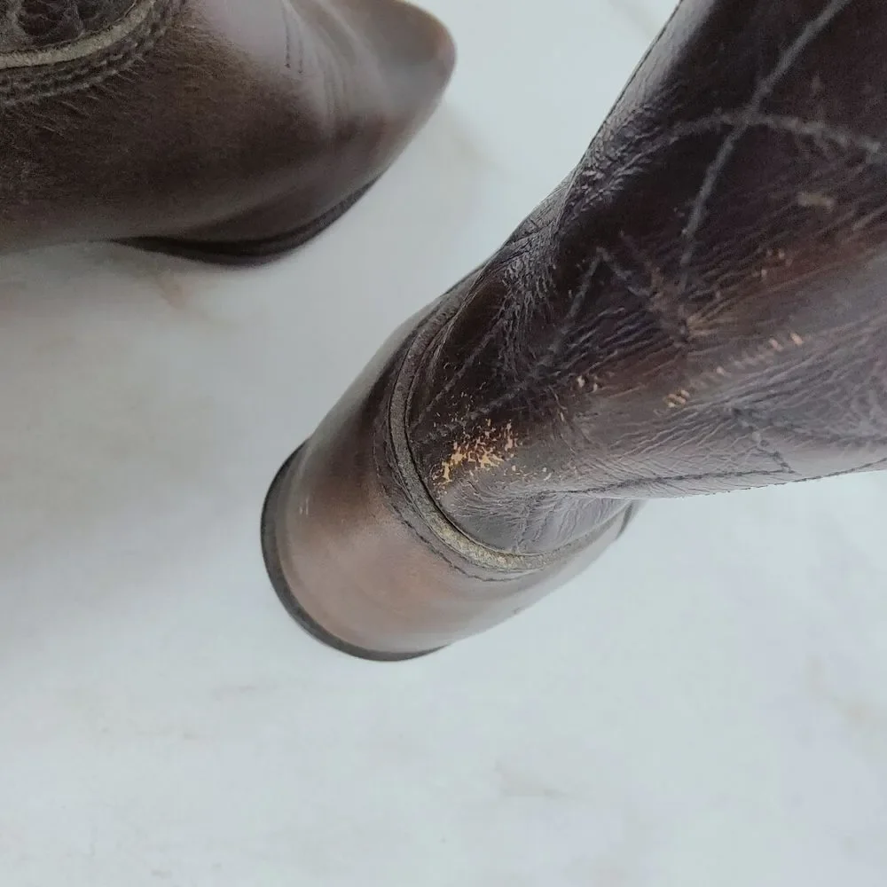 VTG Acme Kids' Brown Faux Leather Western Cowboy Boots, 13.5